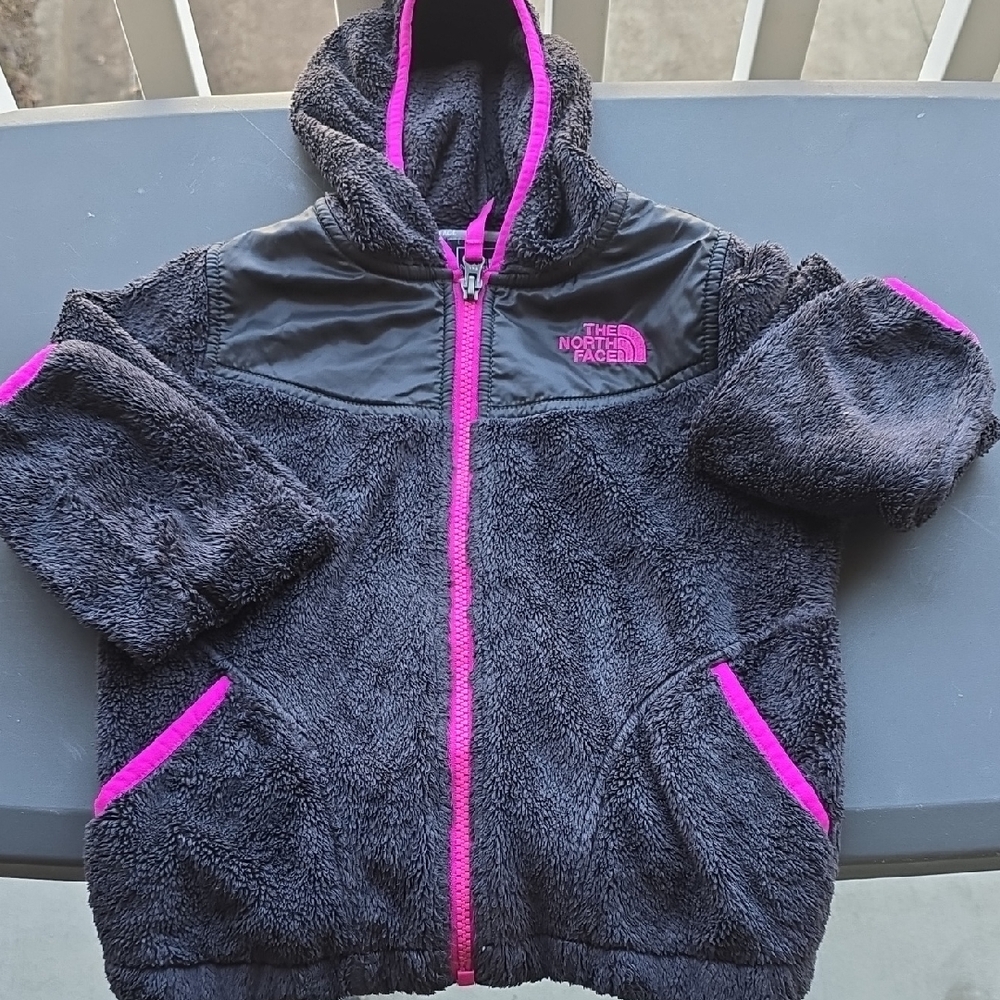 The North Face Charcoal Fleece Jacket with Magenta Trim